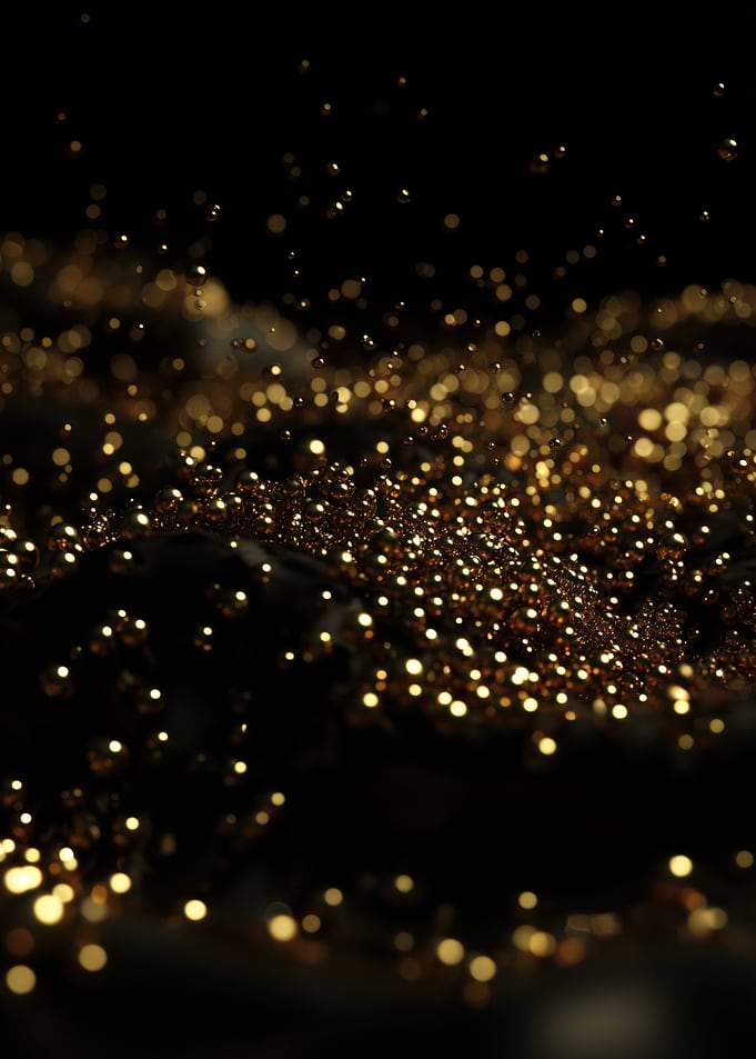 Golden Spheres on Black Surface
