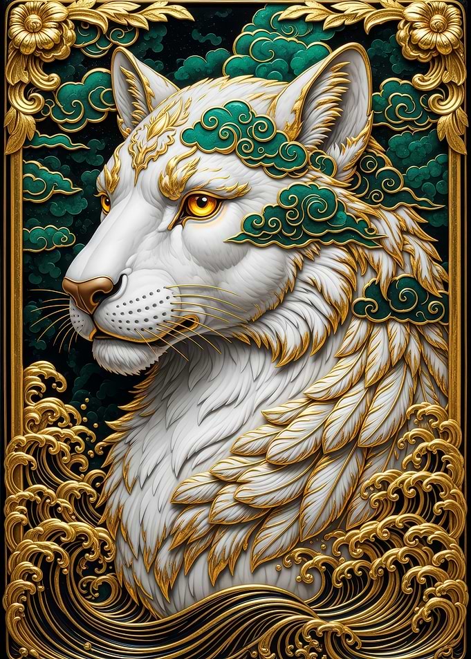 White Tiger Golden Accents