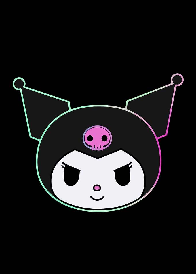 Kuromi face with neon outline