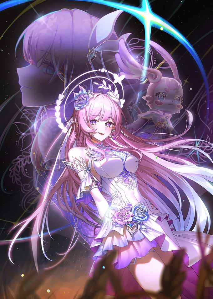 Girl with Pink Hair and Halo