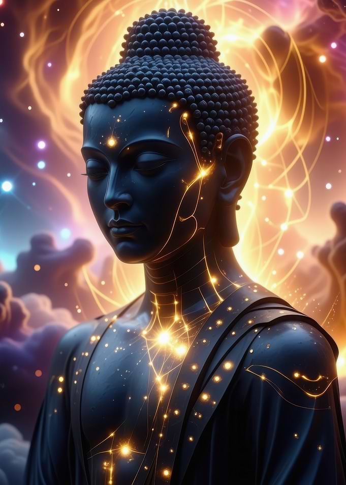 Buddha Statue with Golden Energy