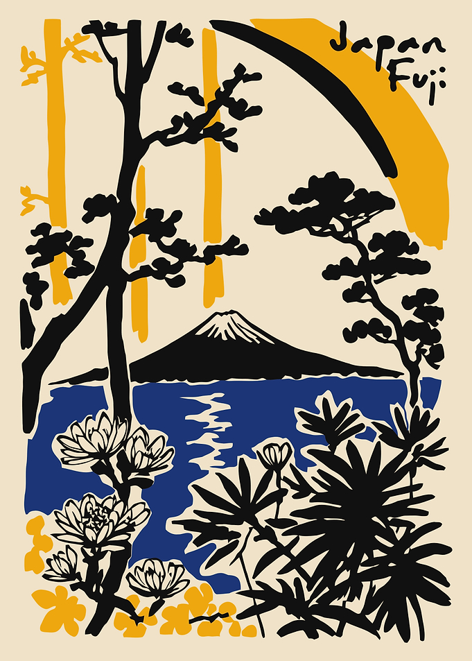 Mount Fuji Landscape Illustration