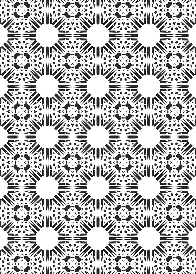 Symmetrical Botanical Geometric Pattern