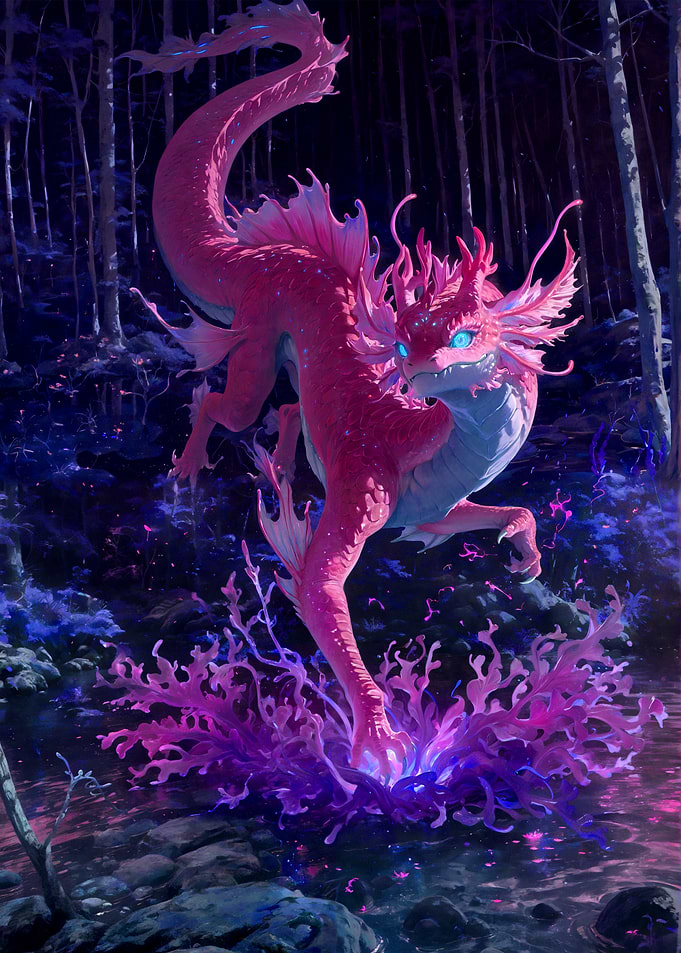 Pink Dragon in Enchanted Forest