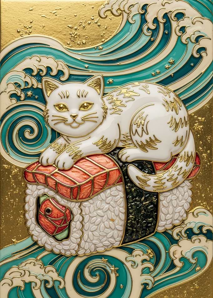 Cat on Sushi Roll