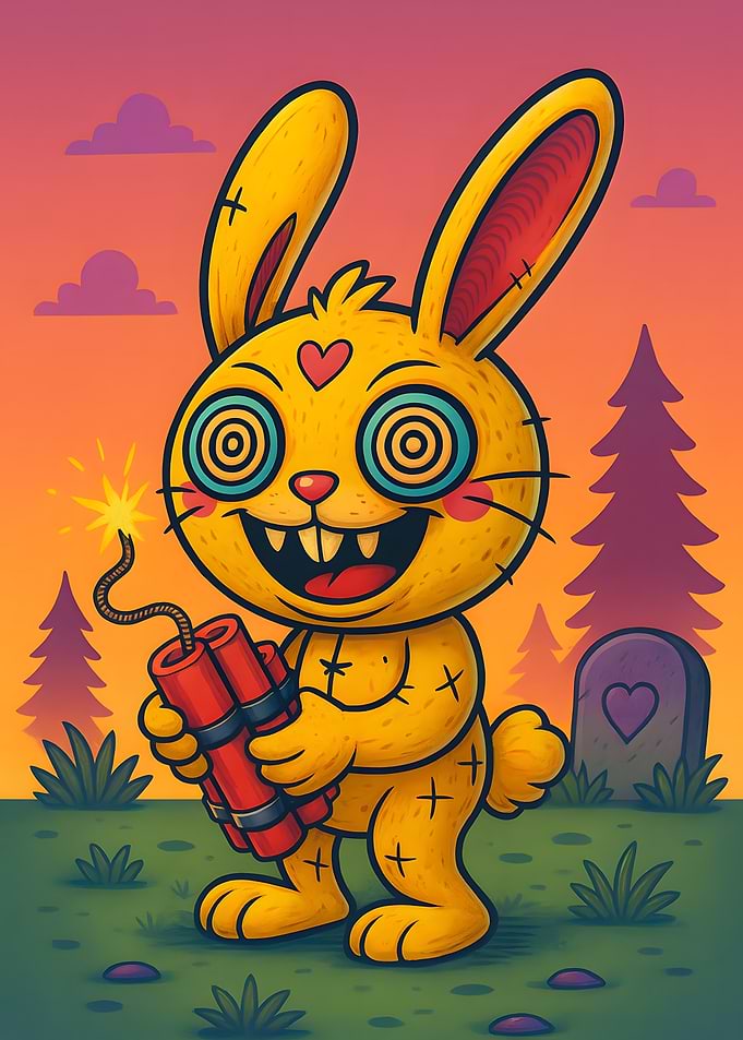 Cartoon Rabbit with Dynamite