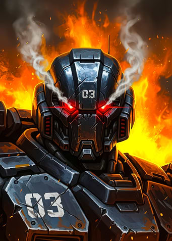 Fiery Robot Warrior