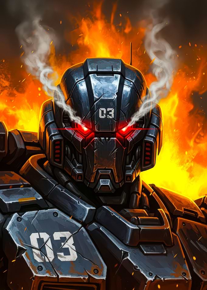 Fiery Robot Warrior