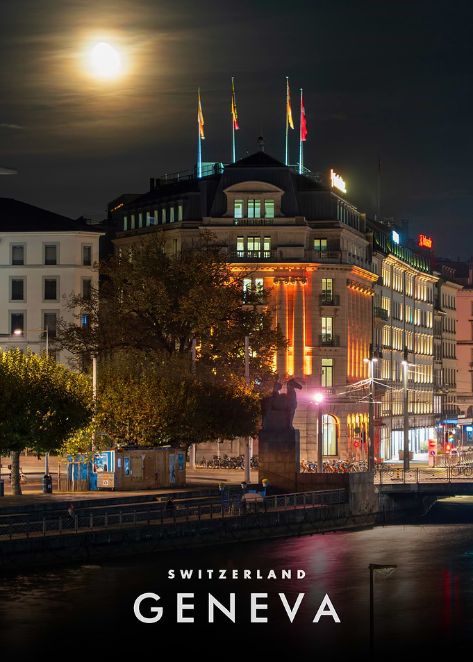 Geneva, Switzerland at Night