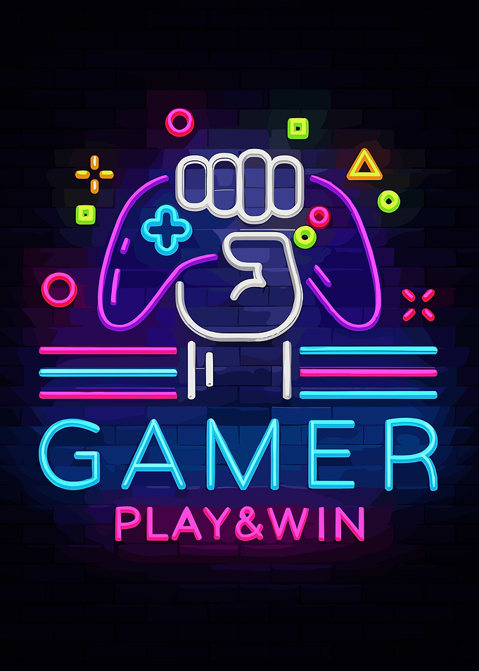 Gamer Neon Sign: Play and Win