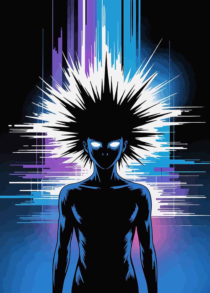 Stylized Figure with Spiky Hair