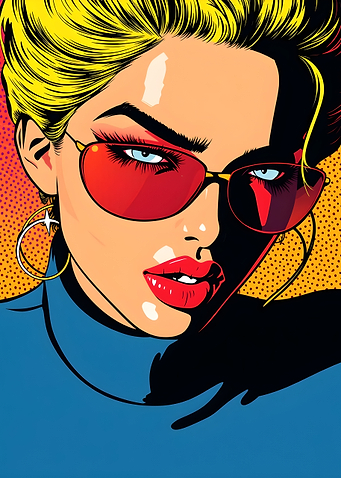 Pop Art Woman with Red Sunglasses