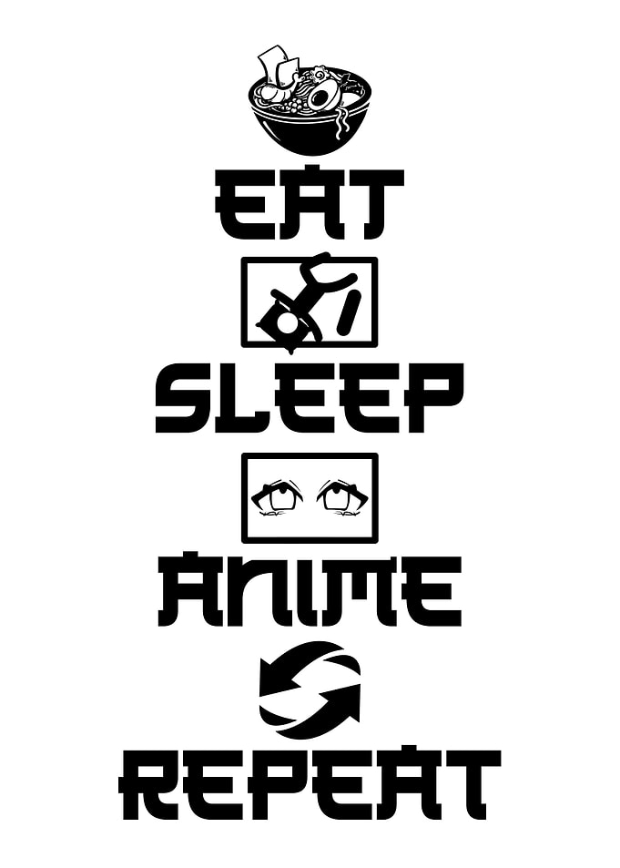 Eat Sleep Anime Repeat Poster – Otaku Wall Art for Anime Lovers