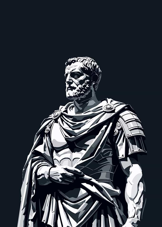Roman Emperor Statue in Black and White