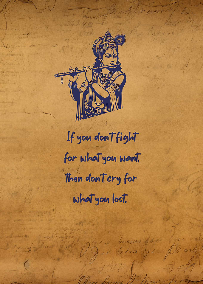 Krishna Inspirational Quote on Parchment