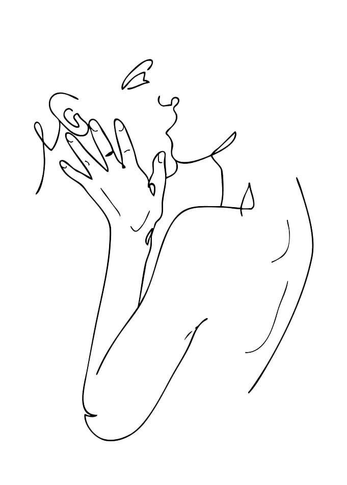 Minimalist Line Art Couple Kissing