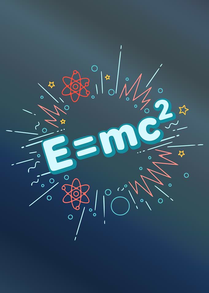 E=mc² Science Cartoon Illustration