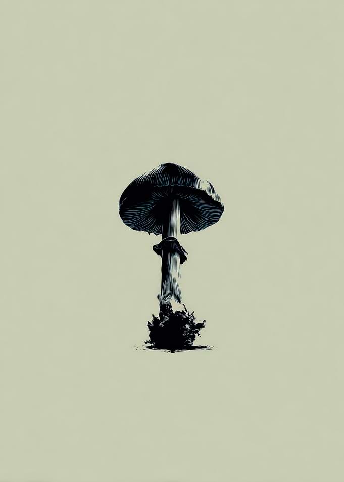 Monochrome Mushroom Illustration