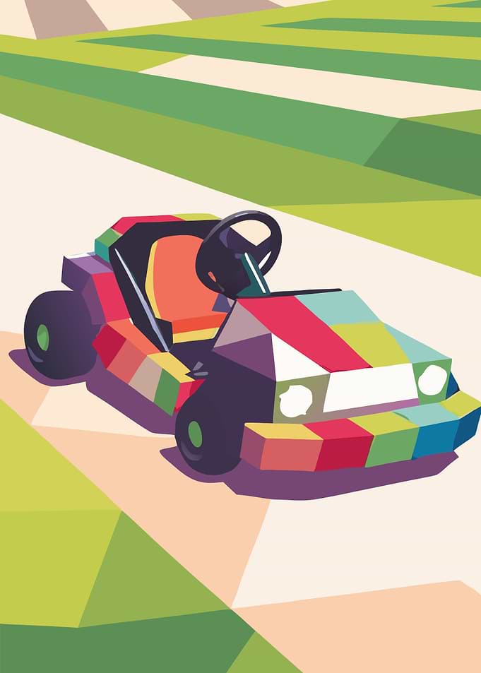 Colorful Go-Kart on a Track