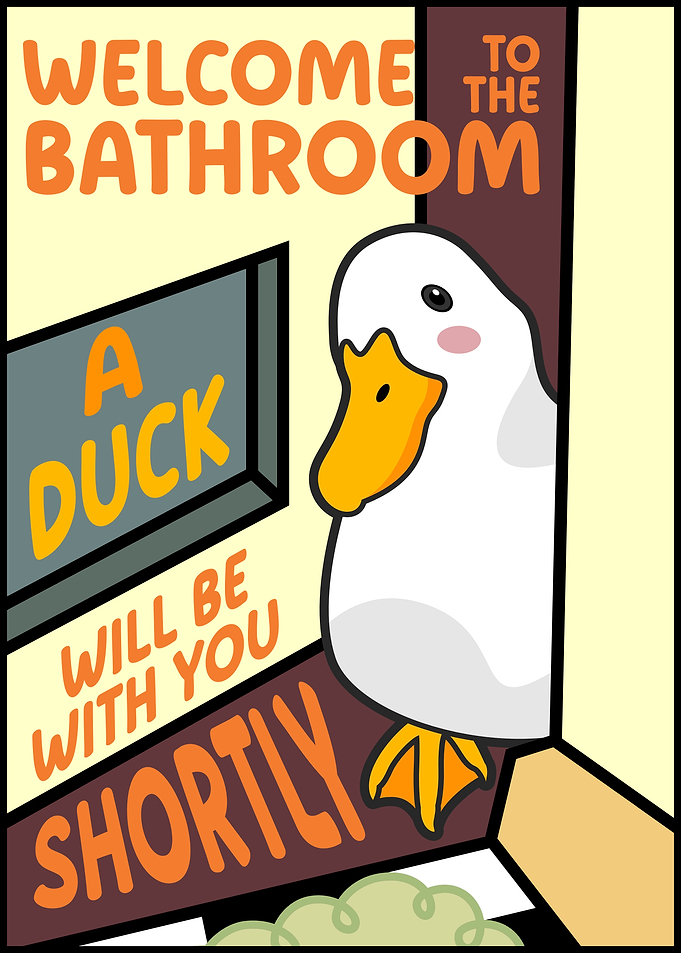 Welcome Bathroom Duck Cartoon