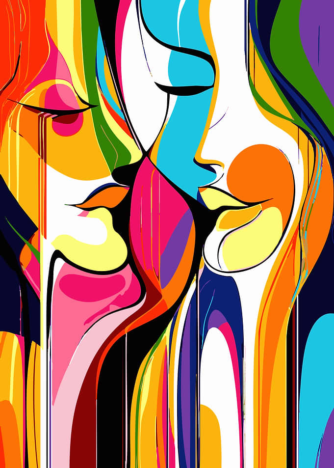 Abstract Faces Colorful Art