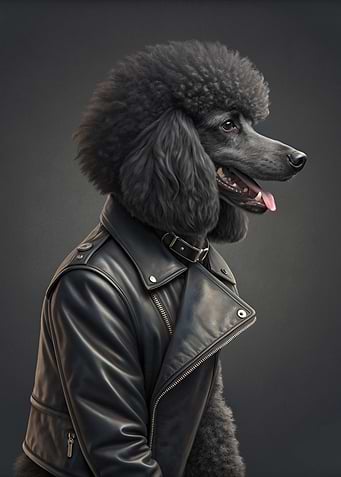 Poodle in Leather Jacket