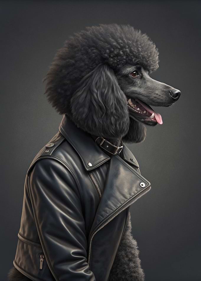 Poodle in Leather Jacket