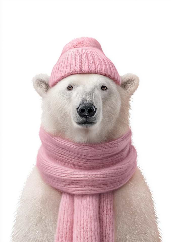 Polar Bear in Pink Winter Gear