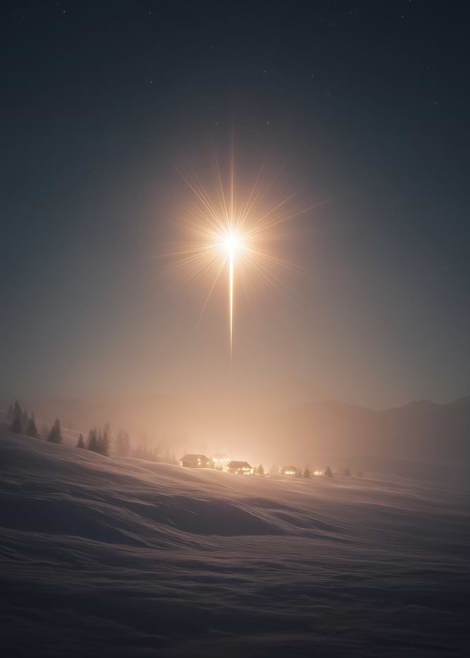 Star of Bethlehem Over Snowy Hills