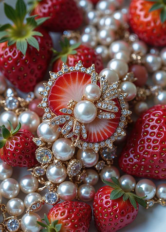 Strawberries and Pearls Still Life