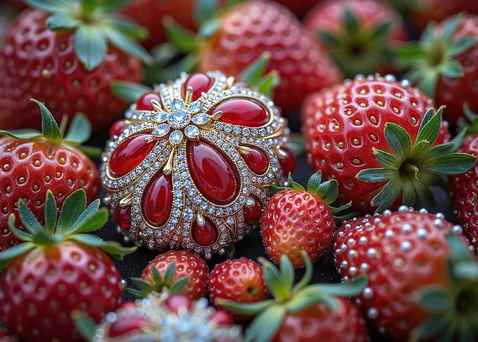 Strawberries and Jewelry Still Life