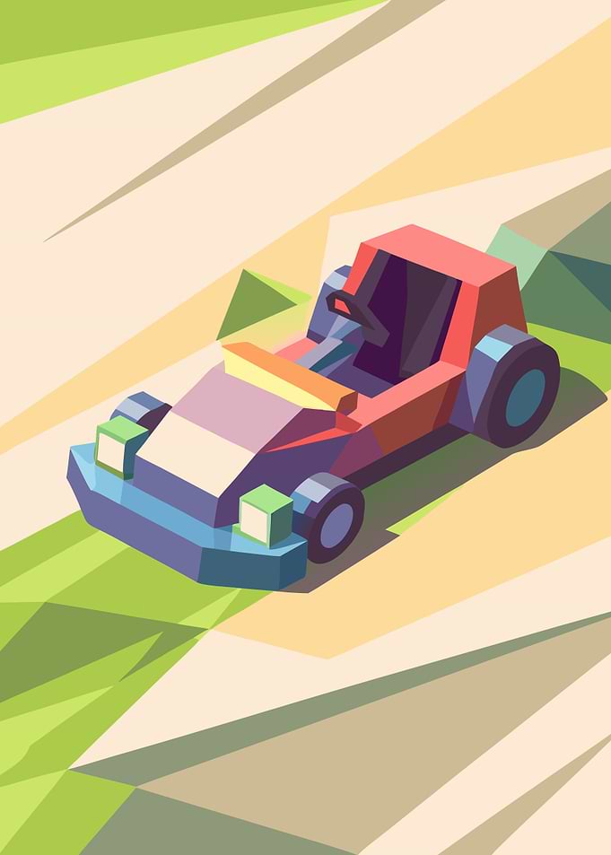 Low Poly Go-Kart on a Track