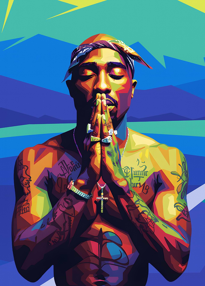 Tupac Shakur Colorful Portrait