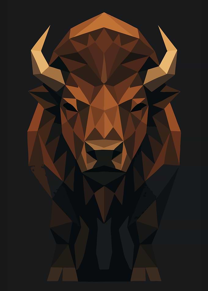 Geometric Bison Portrait