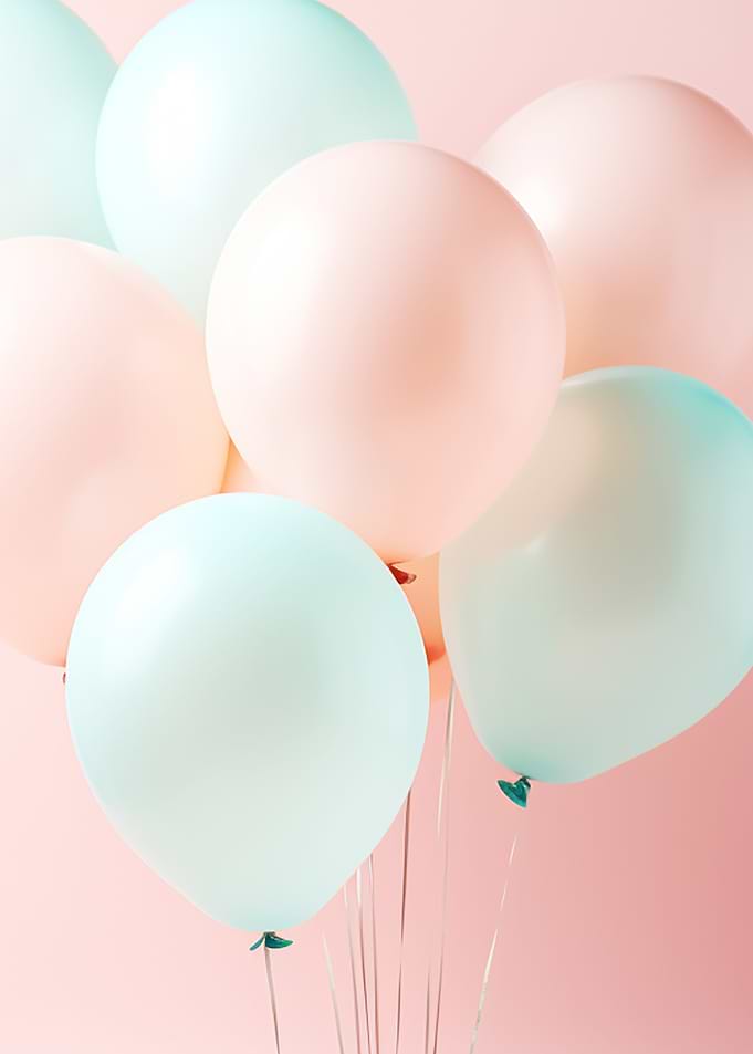 Pastel Balloons on Pink Background