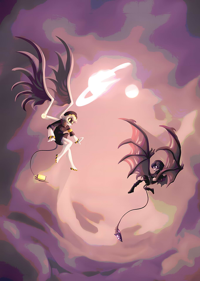 Angelic and Demonic Figures in Space