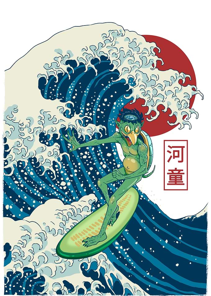 Kappa Surfing the Great Wave