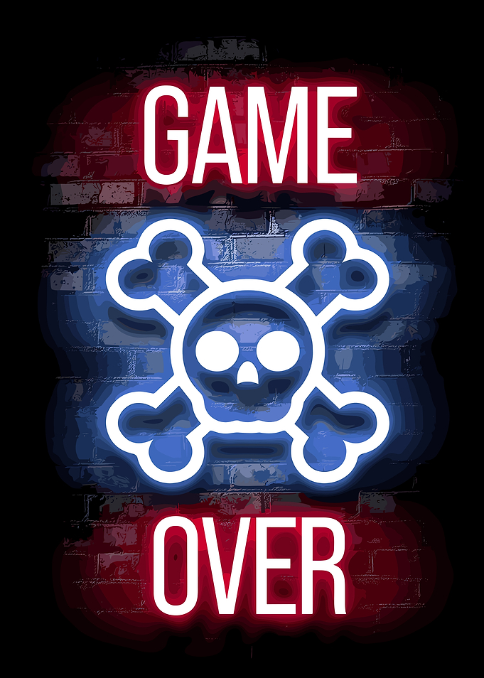 Game Over Neon Skull