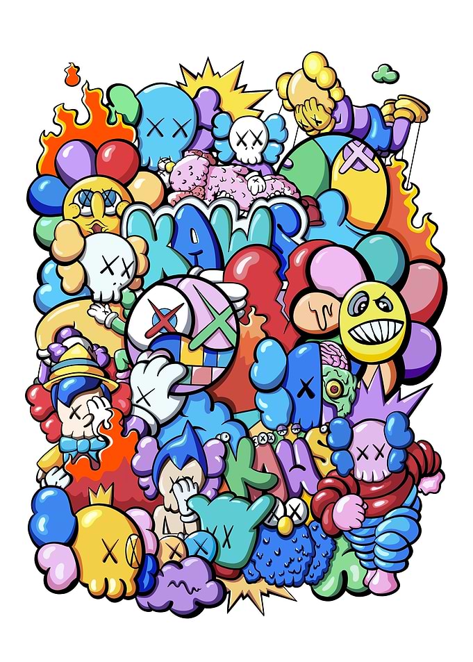Colorful KAWS Doodle Art