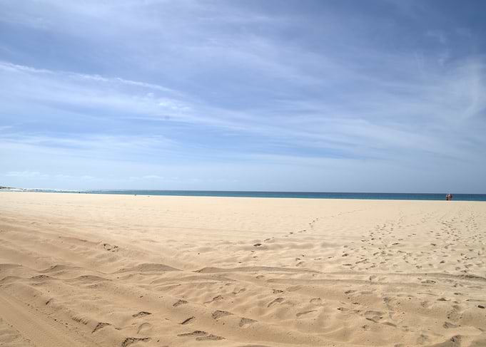 Beach landscape with blue sky