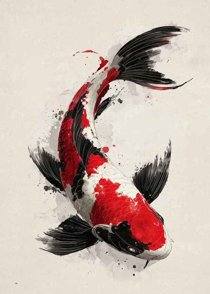 Koi Fish Watercolor Painting