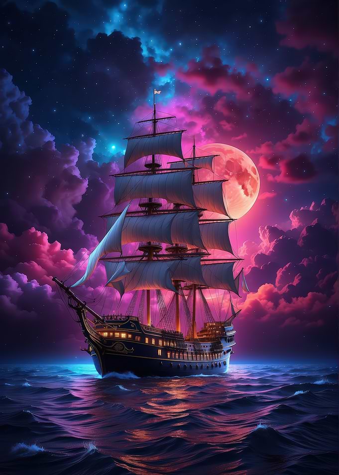 Pirate Ship at Night