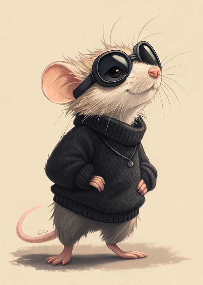 Stylish Mouse with Sunglasses and Sweater