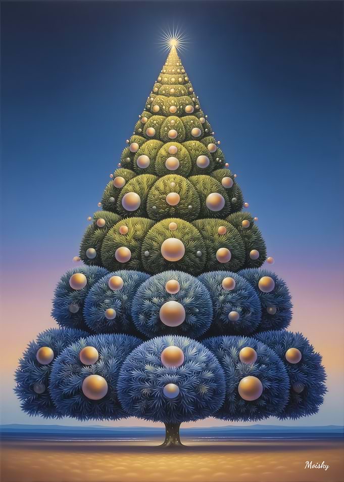 Surreal Dreamlike Christmas Tree – Ethereal Geometric Holiday Art