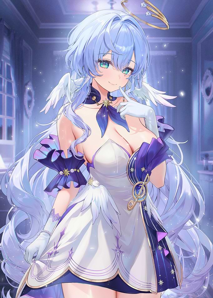 Angel Girl with Blue Hair