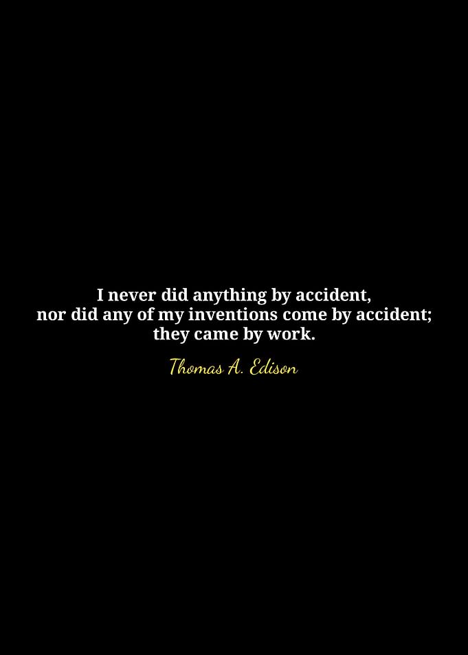 Thomas Edison quote on black background