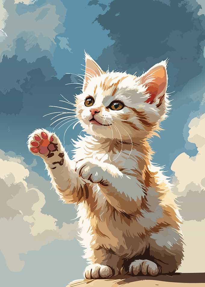 Cute Kitten Reaching Upward