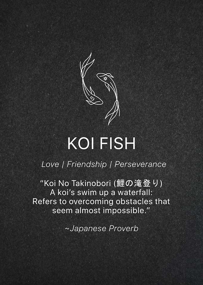 Japanese Proverb Koi Fish Poster – Strength & Perseverance Wall Art