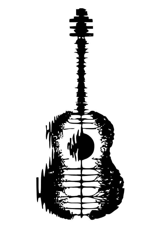 Abstract Black and White Guitar