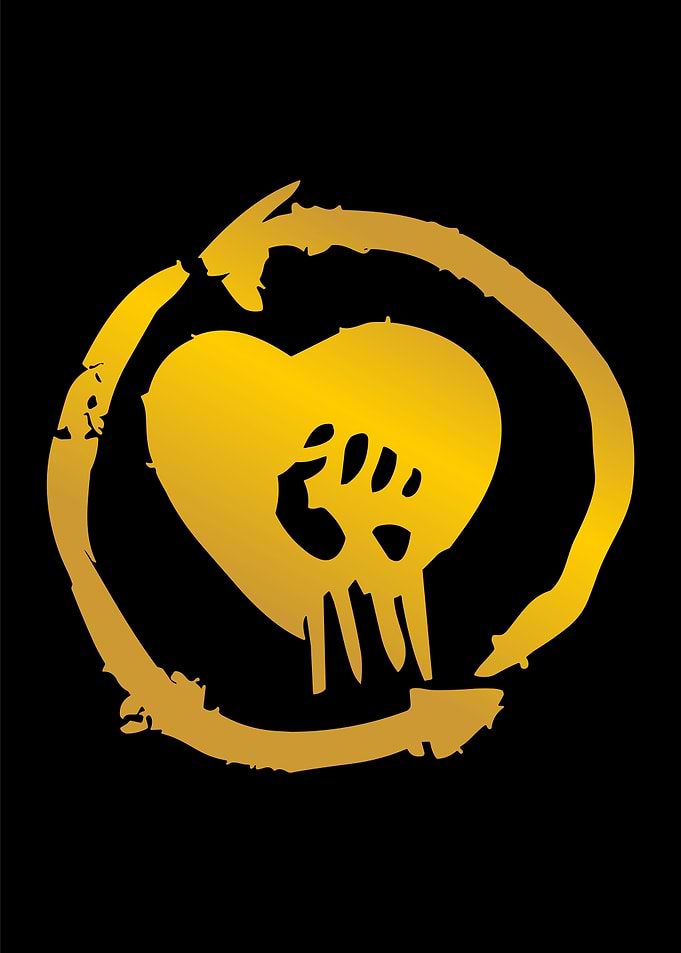 Golden Heart Paw Print Circle Arrow
